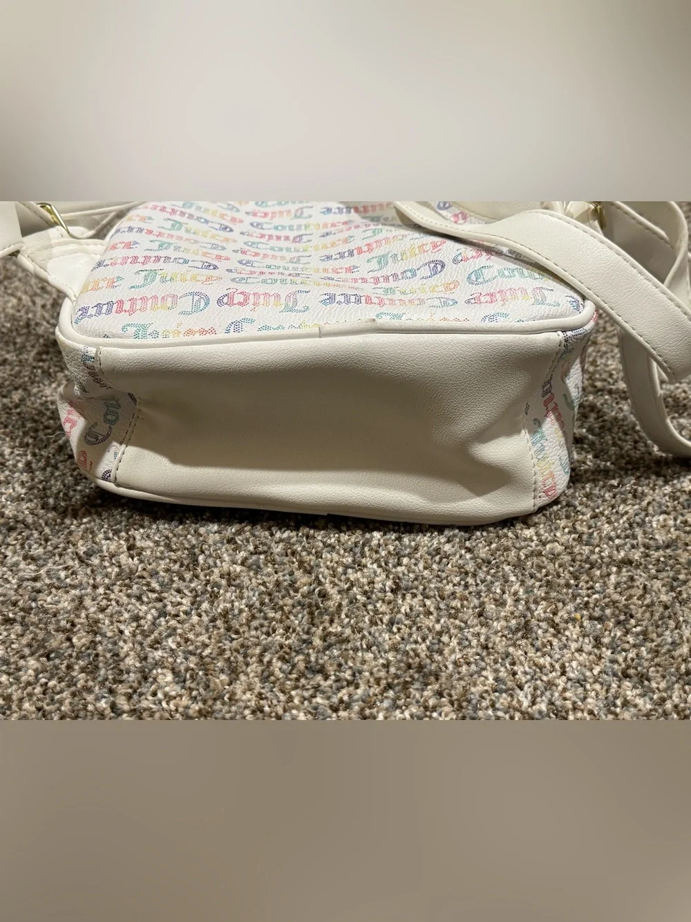 Juicy Couture White Multicolor Monogram Logo Backpack